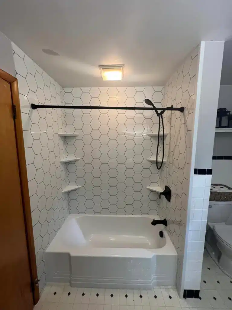 Tub remodel in residential bathroom in Dayton, OH.